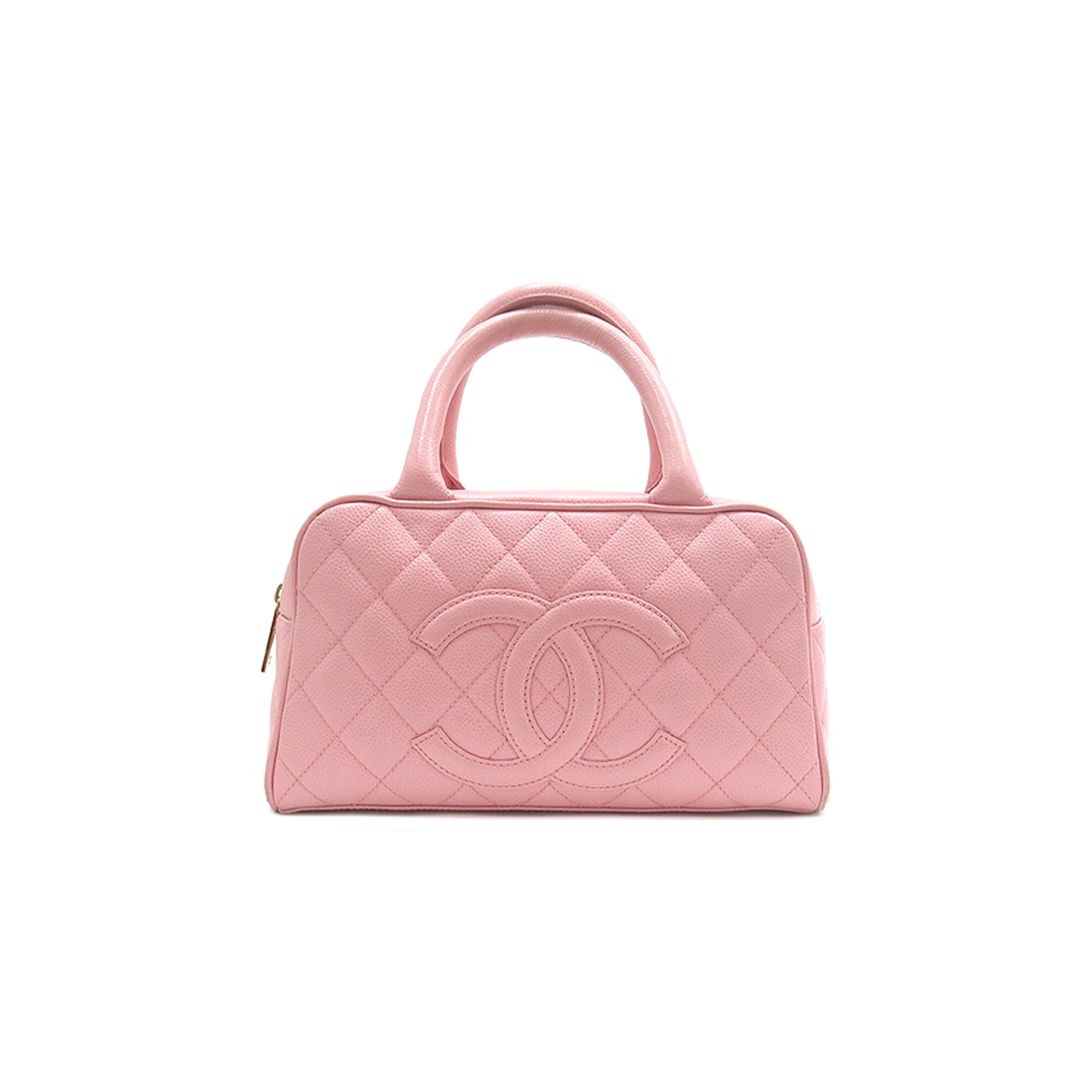 Ch**el master caviar boston bowling bag in pink (27*15.5*9cm)